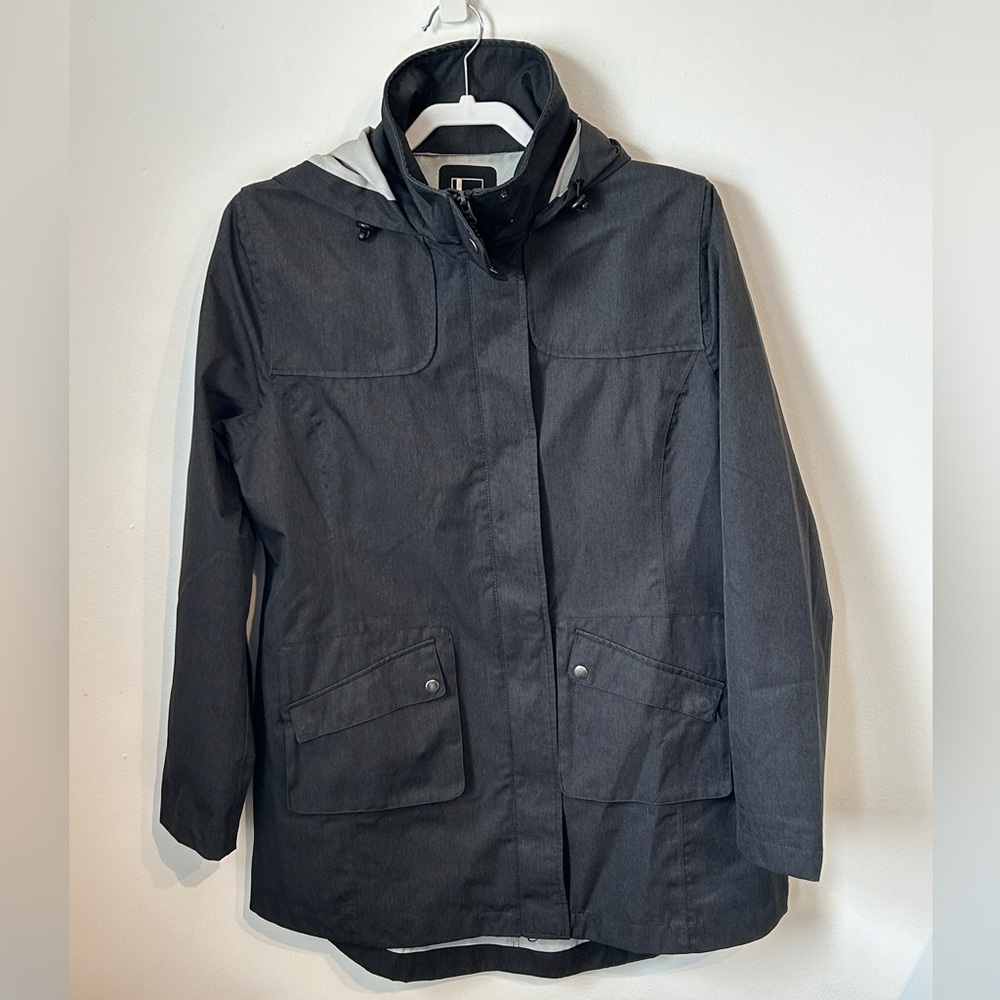 Mondetta Women's Large Charcoal Gray Hooded Jacket Full Zip Rain Wind